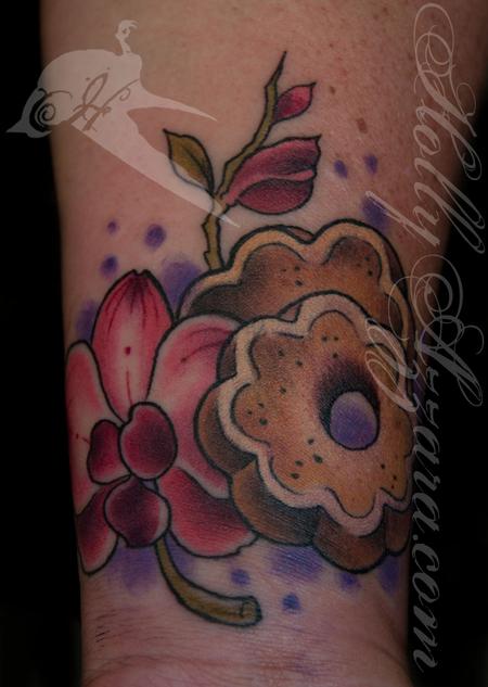 Orchid and Cookies for Grandma Tattoo Design Thumbnail